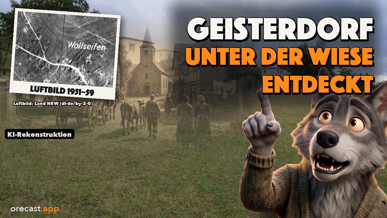 Vorschaubild des Videos: Geisterdorf unter der Wiese: Wir haben es auf einem Luftbild der 1950er wiedergefunden.